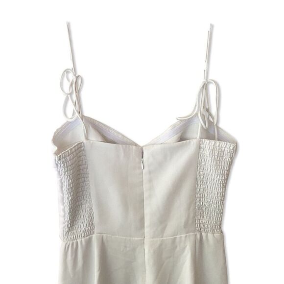 Amanda Uprichard Champagne Ivory Jumpsuit Wide Leg Tuxedo Bridal Sz XL Revolve - Picture 9 of 16